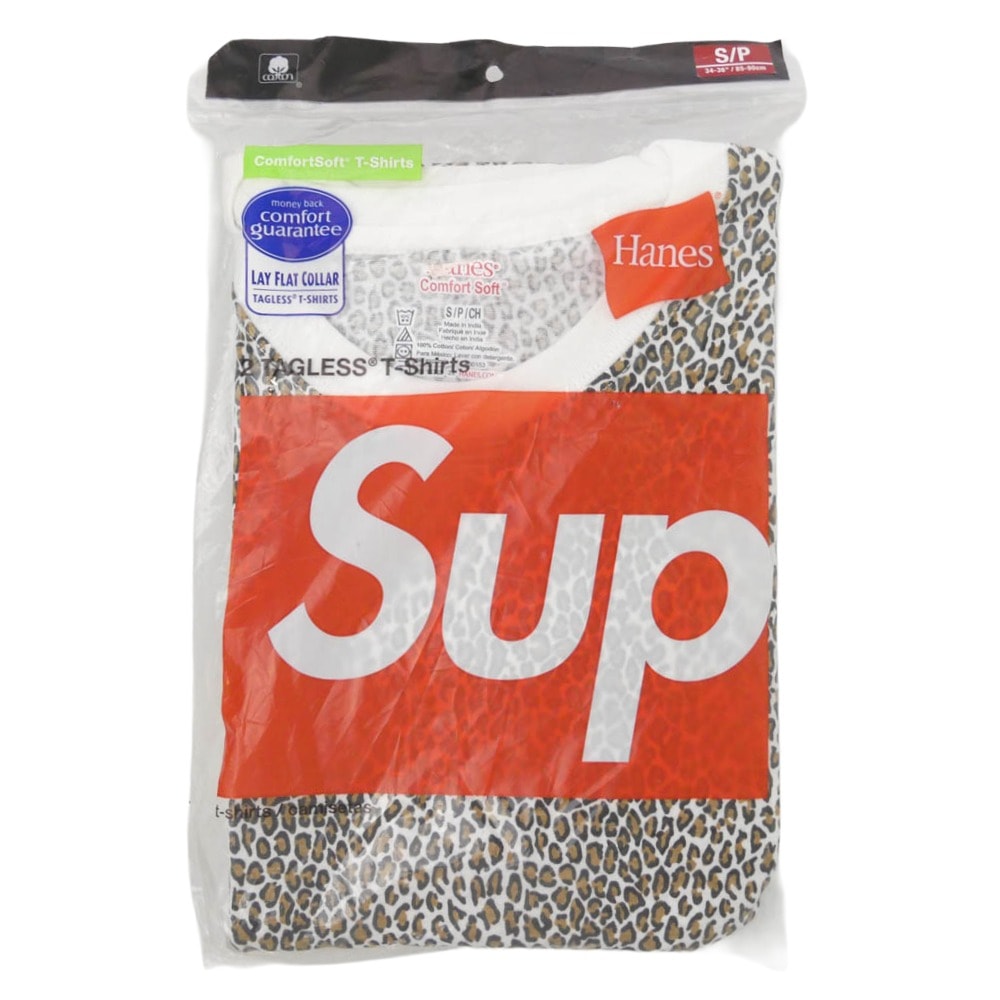 Supreme シュプリーム 19SS × Hanes Leopard Tagless Tee 2Pack ヘインズ レオパード タグレス 総柄 クルーネック 半袖Tシャツ カットソー 2枚入り マルチカラー系 S【新古品】【未使用】【中古】