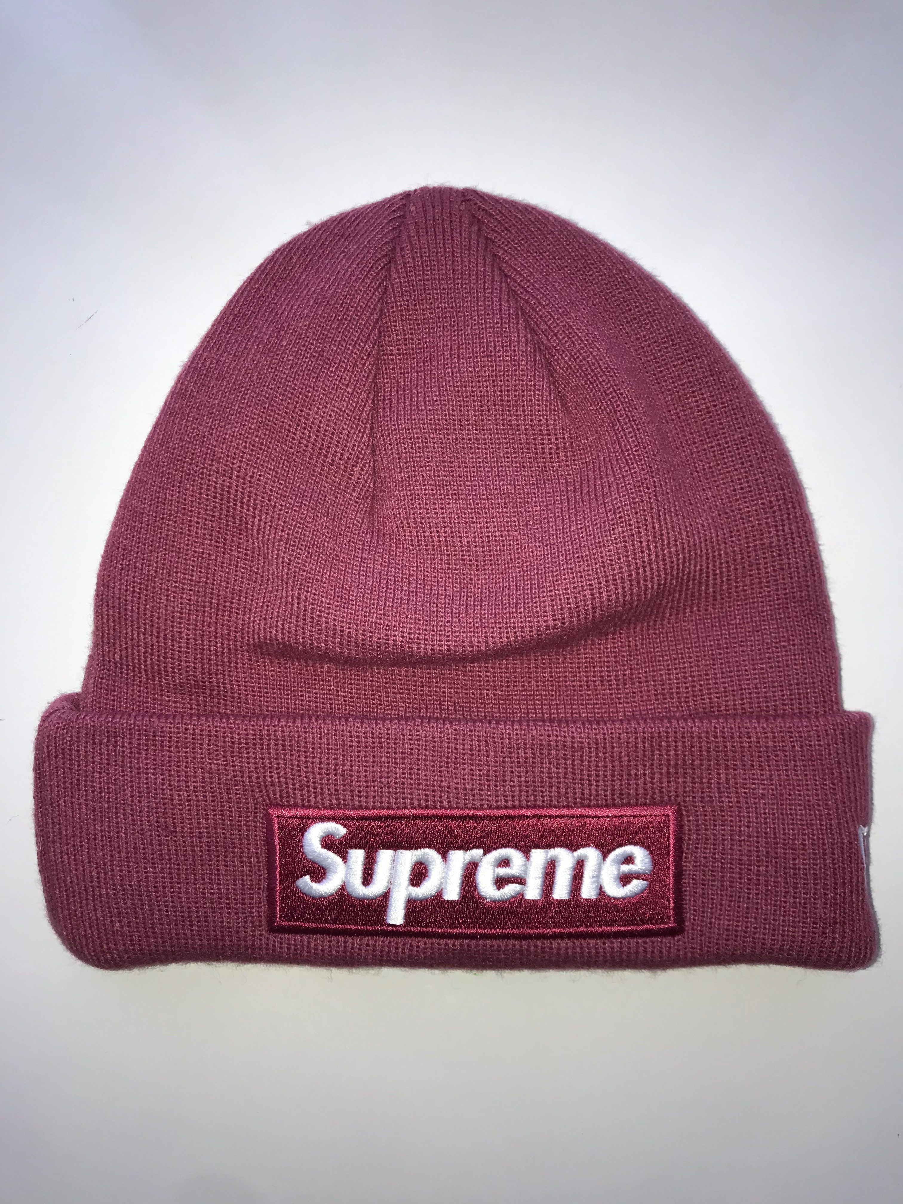 Supreme New Era® Box Logo Beanie "Plum" (21FW)