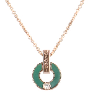 ブルガリ ブルガリブルガリ ネックレス 18金 K18ピンクゴールド グリーンマラカイト レディース BVLGARI 中古