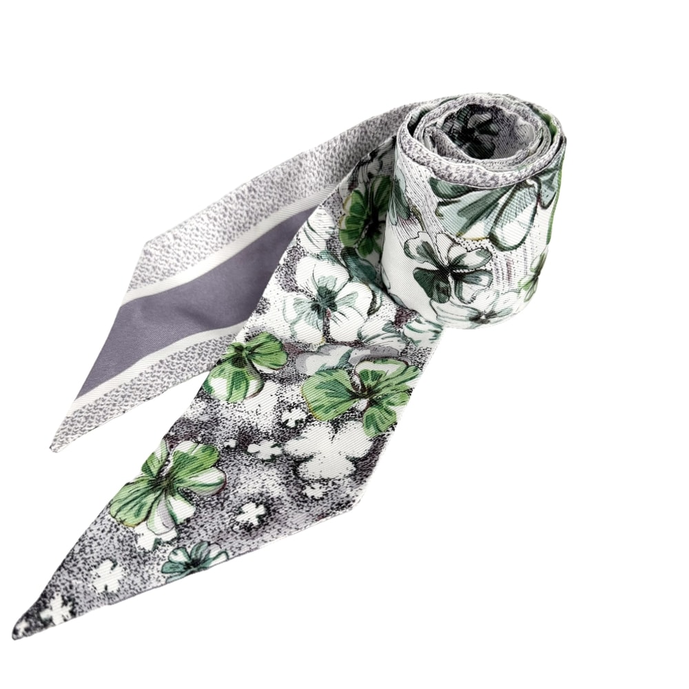 Christian Dior クリスチャンディオール スカーフ ミッツァ 花柄 ファッションアイテム シルク    グリーン 緑 グレー レディース 美品【中古品】