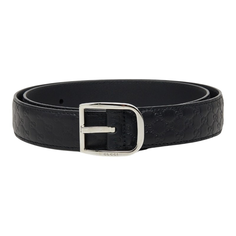 グッチ マイクログッチシマ ベルト 85・34 501523 ブラック レザー メンズ GUCCI 【中古】