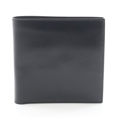 エルメス HERMES 二つ折り財布 財布 カーフ(牛革) ボックスカーフ ○X刻印(1994年製造) メンズ レディース ブラック系 【中古】