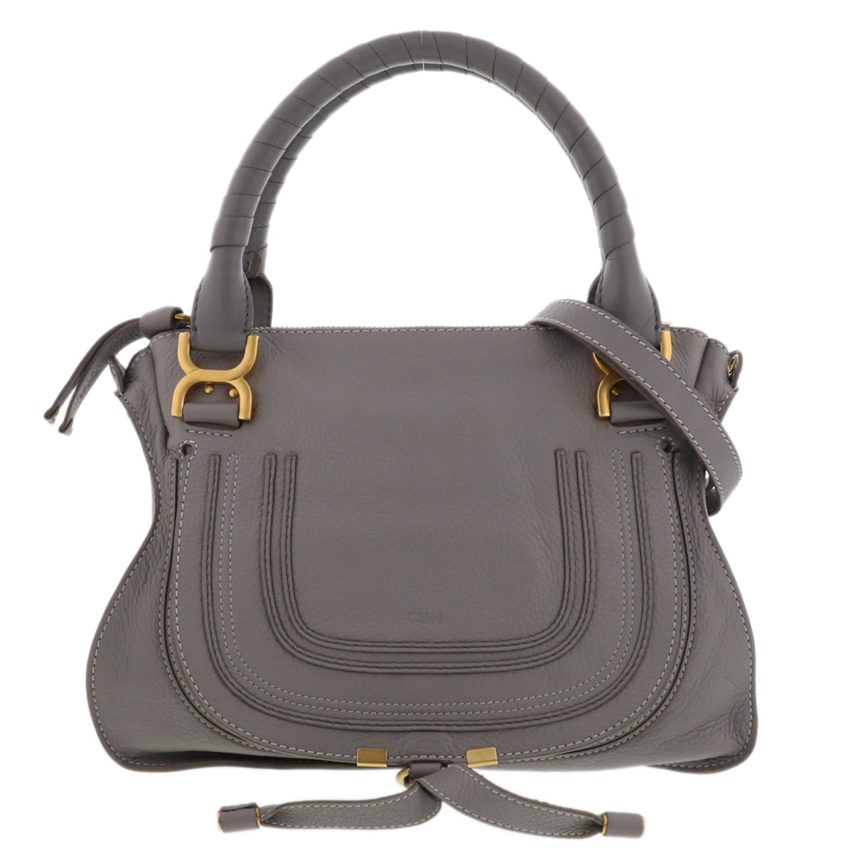 Chloe クロエ グレインレザー MARCIE 2WAY ショルダーバッグ マーシー グレー レディース ハンドバッグ【中古】