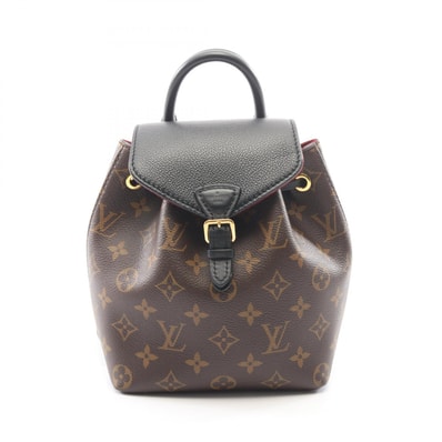 ルイ・ヴィトン LOUIS VUITTON モンスリ NM BB リュックサック バックパック バッグ PVCコーティングキャンバス レザー モノグラム レディース ブラウン系 / ブラック系 M45516 【中古】