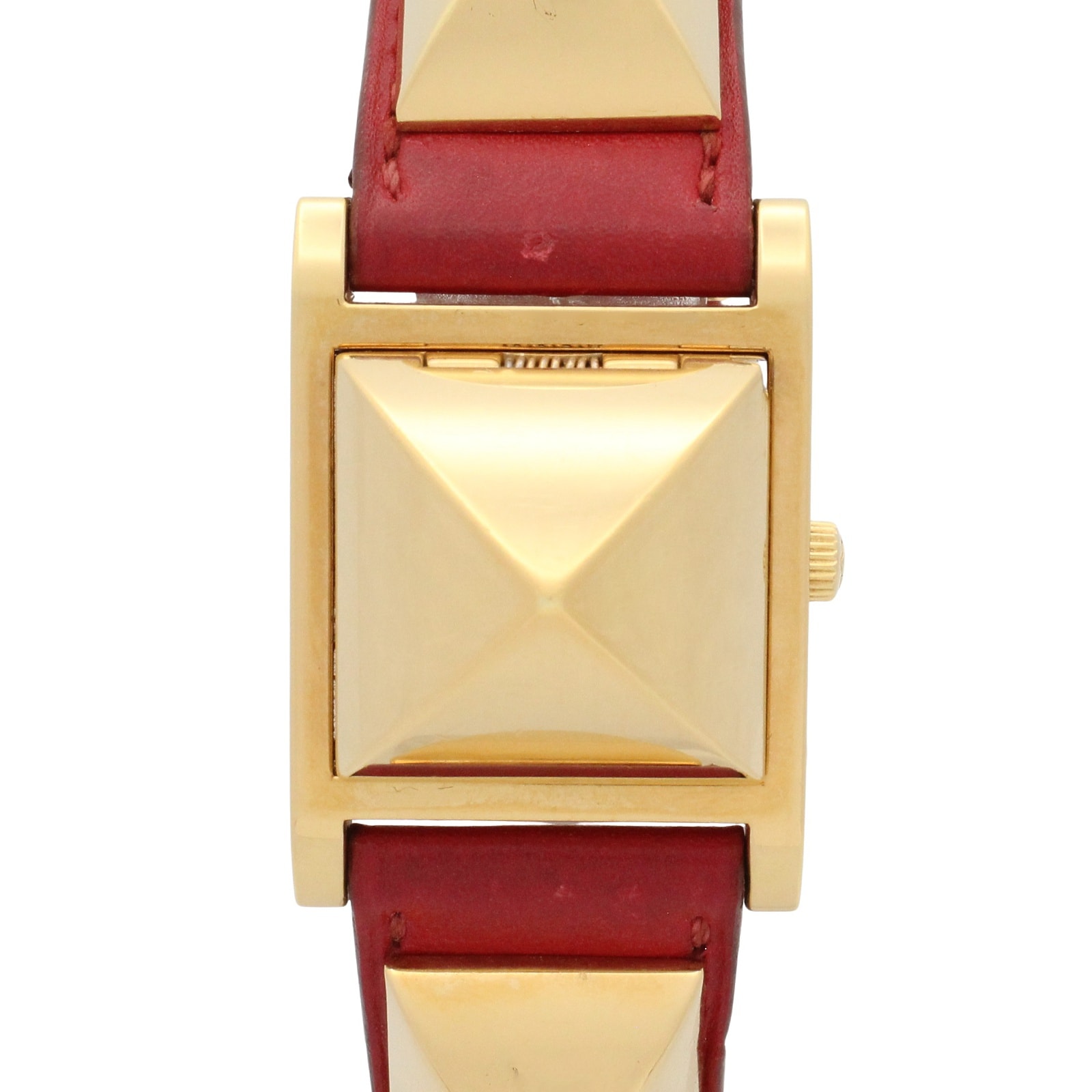 エルメス HERMES メドール 腕時計 時計 GP(ゴールドメッキ) レザーベルト レディース ホワイト系 ME1.201 【中古】