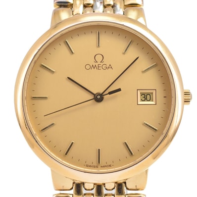 オメガ OMEGA デビル GP デイト ゴールド クォーツ メンズ 良品 腕時計 G#147245