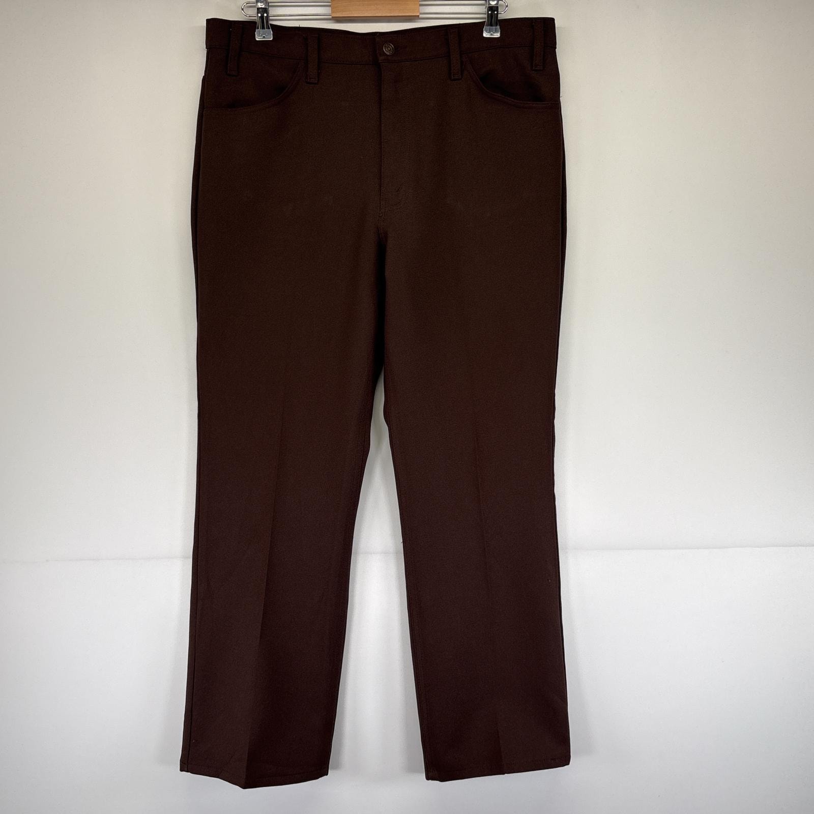 古着 80's/80年代 ヴィンテージ リーバイス Levi's USA製 スラックスパンツ ポリパン ストレート 大きいサイズ SCOVILLジップ w38 L30  ブラウン メンズ