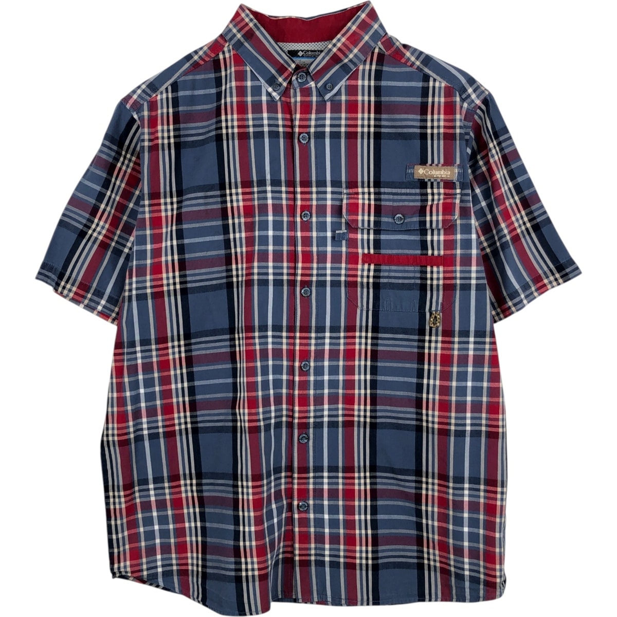 古着 コロンビア Columbia PHG 半袖 コットン チェックシャツ メンズL相当/eaa478024