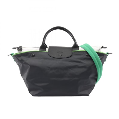 ロンシャン Longchamp LE PLIAGE RESCUE M ル プリアージュ レスキュー ハンドバッグ バッグ キャンバス レザー レディース グレー系 / ホワイト系 / グリーン系 10177HBI300 【中古】