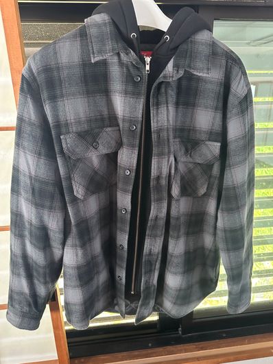 Supreme Hooded Flannel Zip Up Shirt "Black"