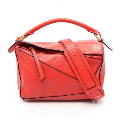 ロエベ LOEWE PUZZLE BAG SMALL パズルバッグ スモール 2WAY ハンドバッグ バッグ レザー レディース レッド系 【中古】
