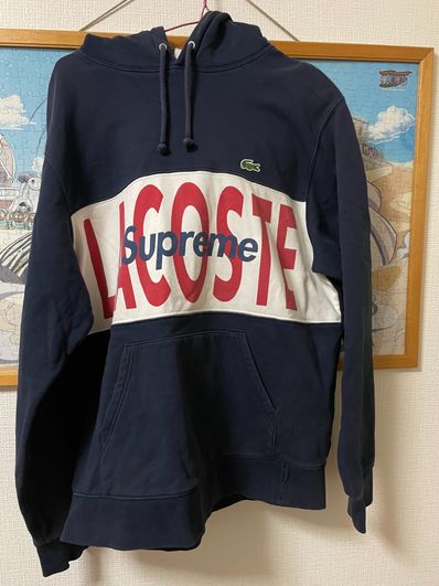 Supreme / Lacoste Logo Panel Hooded Sweatshirt "Navy"