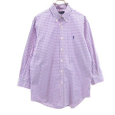 RALPH LAUREN ラルフローレン チェック柄 7分袖 ボタンダウンシャツ L ピンク系
