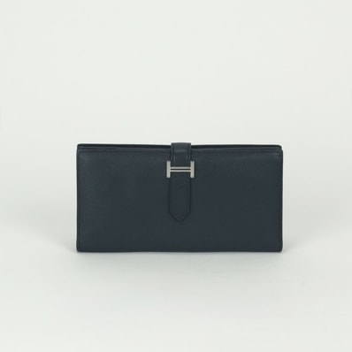 エルメス HERMES ベアンスフレ ベアン スフレ 財布 長財布 ロングウォレット エプソン ブルーニュイ Bleu Nuit ネイビー Navy 紺 シルバー金具 ヴォーエプソン