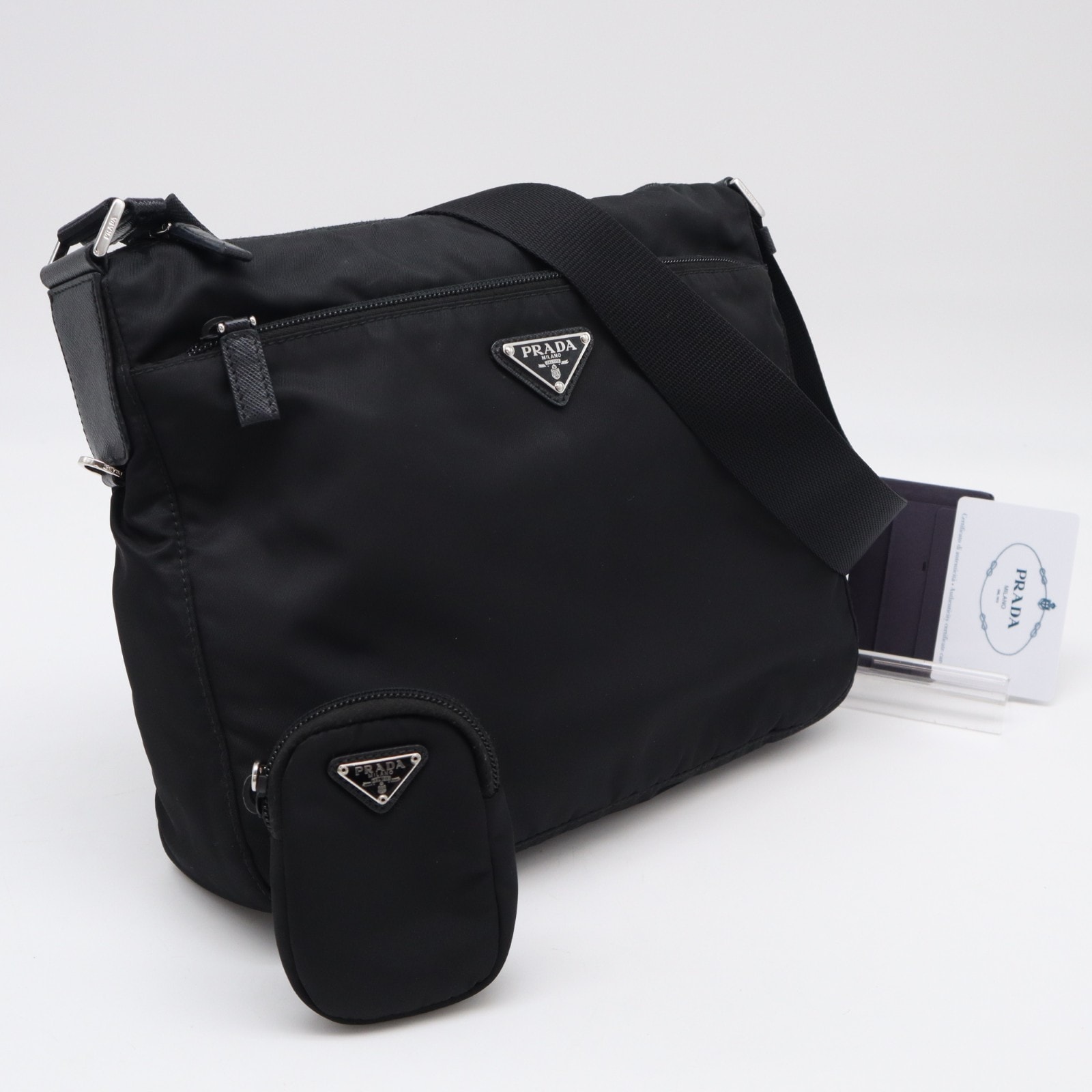 美品 PRADA プラダ リサイクルポリアミド Re-Nylon バッグ 1BC421 ショルダーバッグ ブラック ナイロン レディース