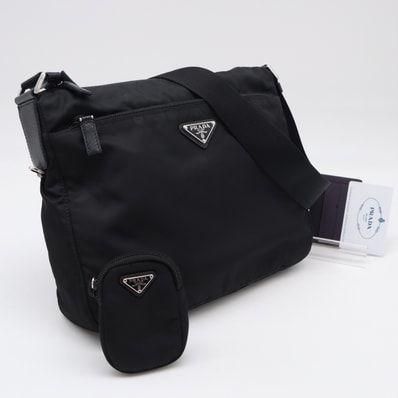 美品 PRADA プラダ リサイクルポリアミド Re-Nylon バッグ 1BC421 ショルダーバッグ ブラック ナイロン レディース