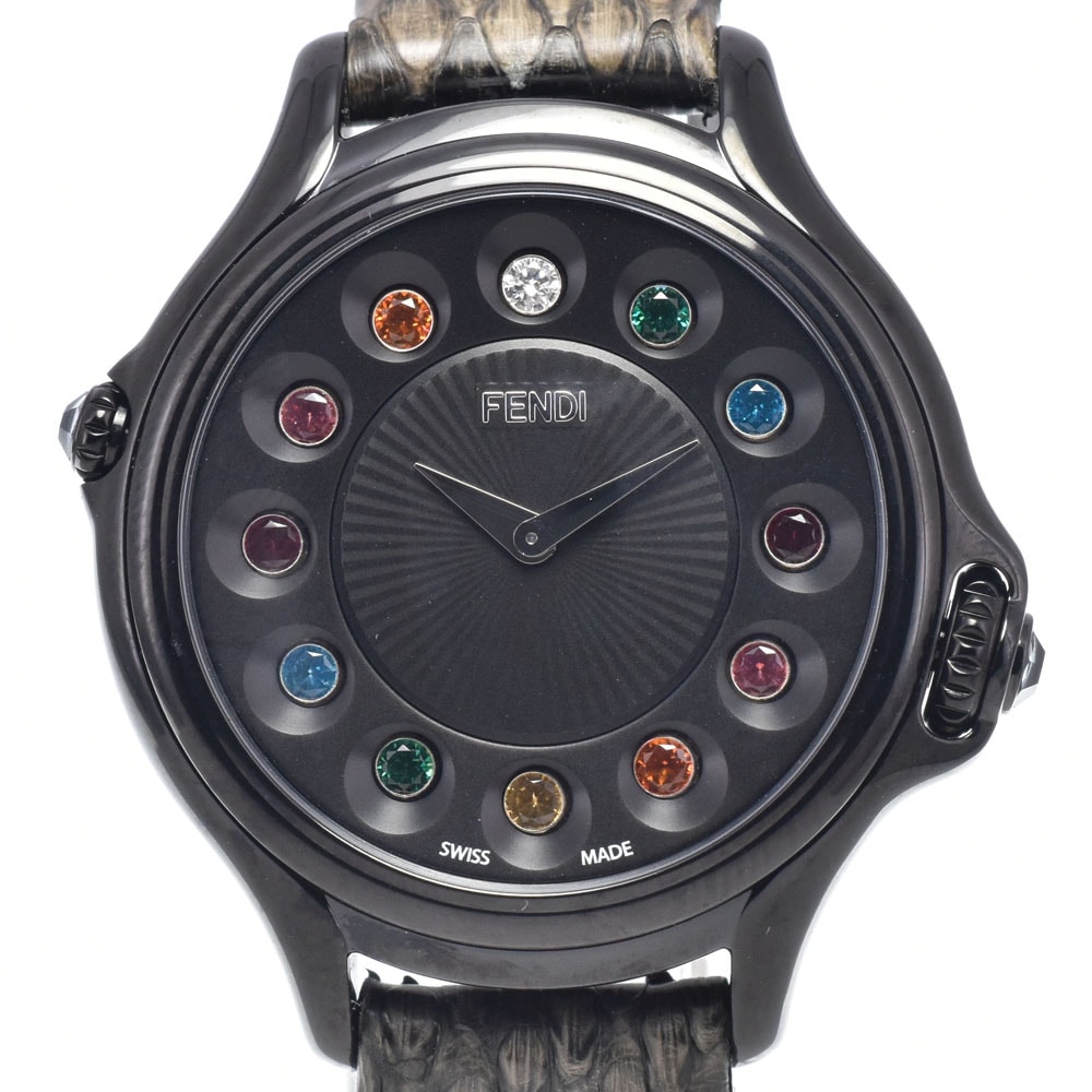 フェンディ FENDI 10500L クレイジーカラット チェンジ ジェムストーン クォーツ レディース 美品 箱・保証書付き 腕時計 Q#149194