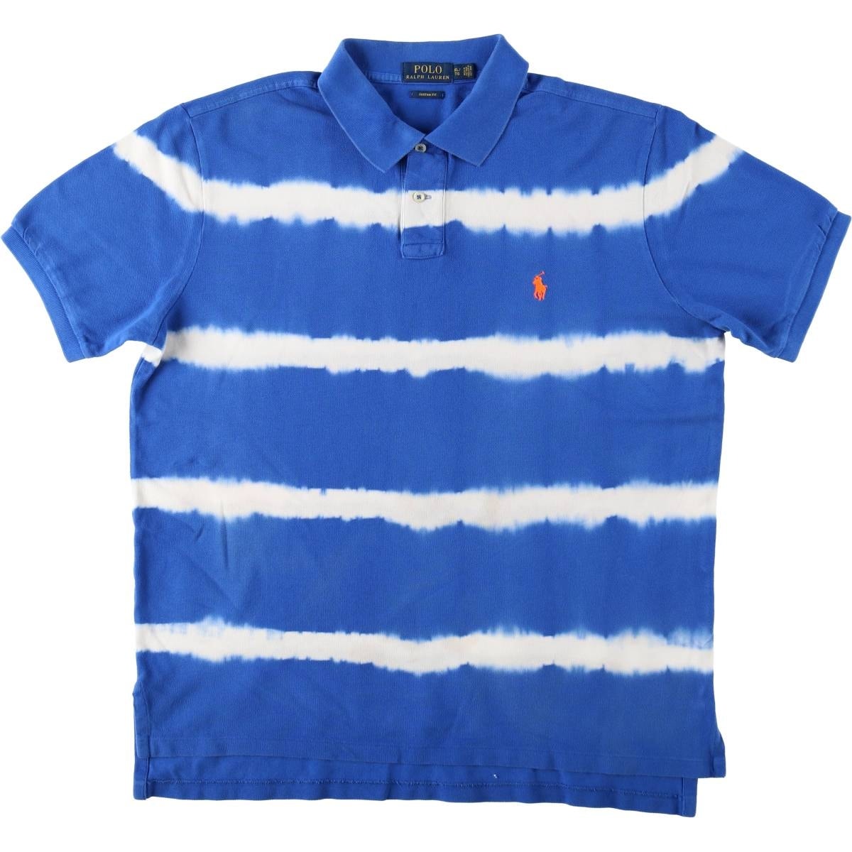 古着 ラルフローレン Ralph Lauren POLO RALPH LAUREN CUSTOM FIT タイダイ柄 半袖 ボーダー ポロシャツ メンズXL相当/eaa644237