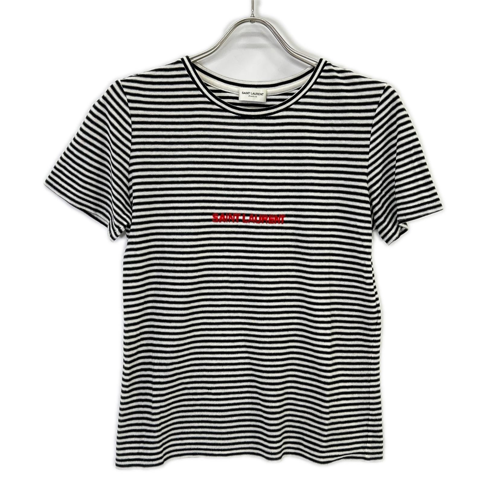 サンローランパリ 【国内正規】512444 ボーダー ロゴ入り 半袖Tシャツ M