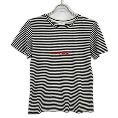 サンローランパリ 【国内正規】512444 ボーダー ロゴ入り 半袖Tシャツ M