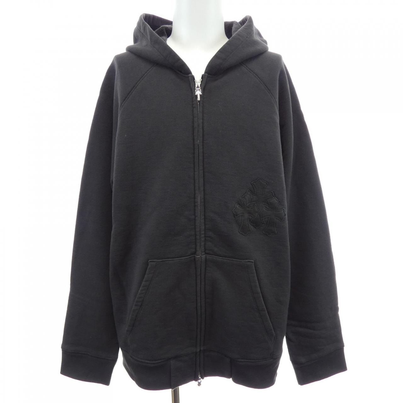 Chrome Hearts Y Not Cross Patch Zip Up Hoodie "Black/Silver"