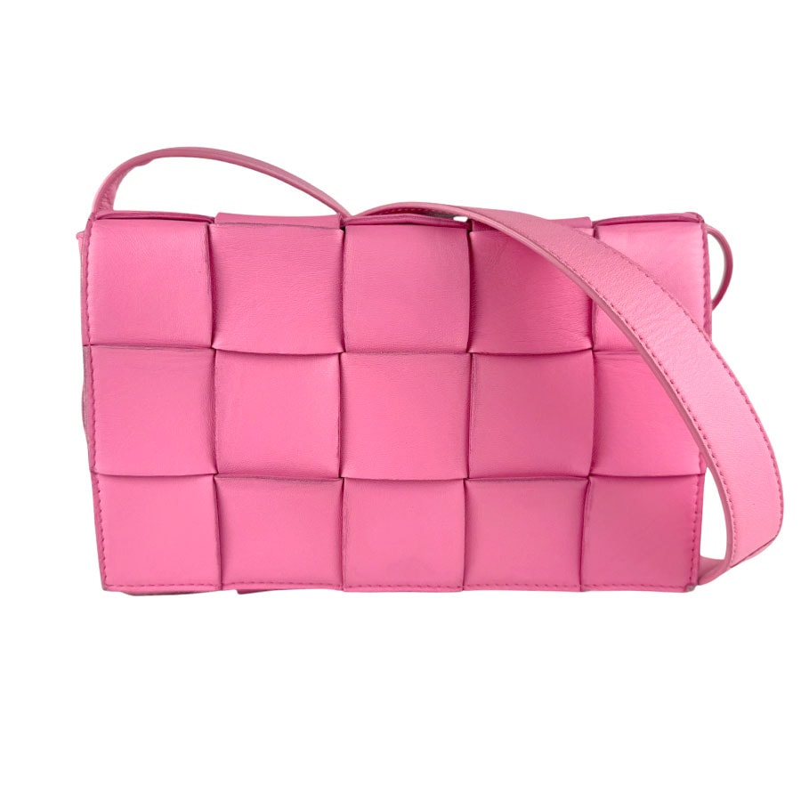 ボッテガヴェネタ BOTTEGAVENETA ショルダーバッグ カセット レザー ピンク レディース【中古】 z9629