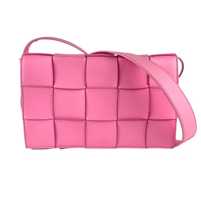 ボッテガヴェネタ BOTTEGAVENETA ショルダーバッグ カセット レザー ピンク レディース【中古】 z9629