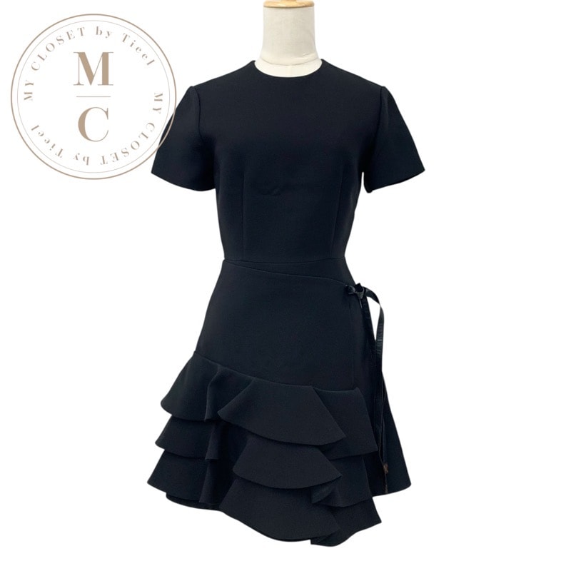 ルイヴィトン LOUIS VUITTON モノグラム ワンピース ブラック ベルト フリル