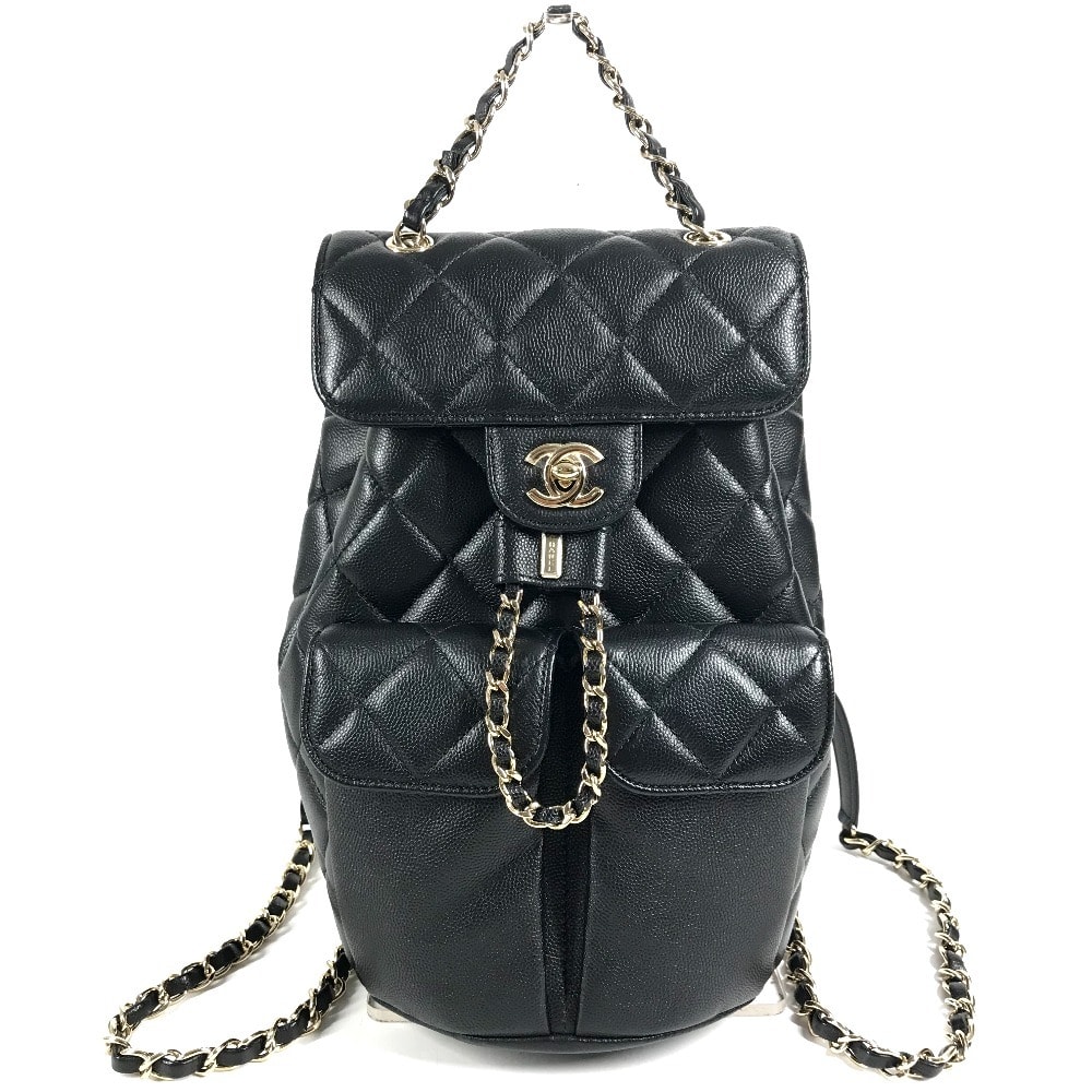 シャネル CHANEL マトラッセ キルティング チェーンリュック AS3290 ココマーク CC ロゴ キルティング Wポケット バックパック カバン リュックサック キャビアスキン ブラック
