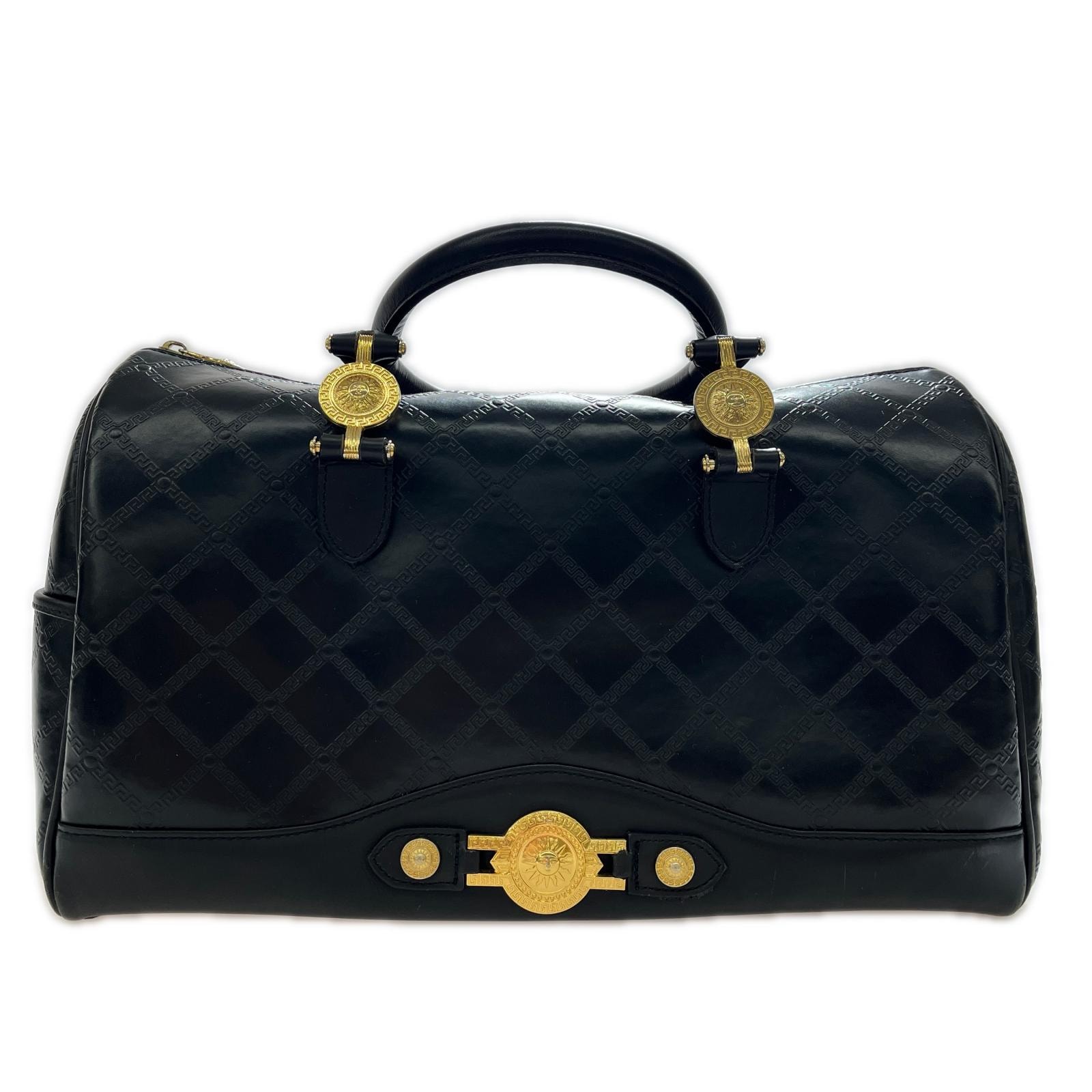 VERSACE ベルサーチ サンバースト ブラック  ミニボストン  角スレ有