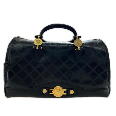 VERSACE ベルサーチ サンバースト ブラック ミニボストン 角スレ有