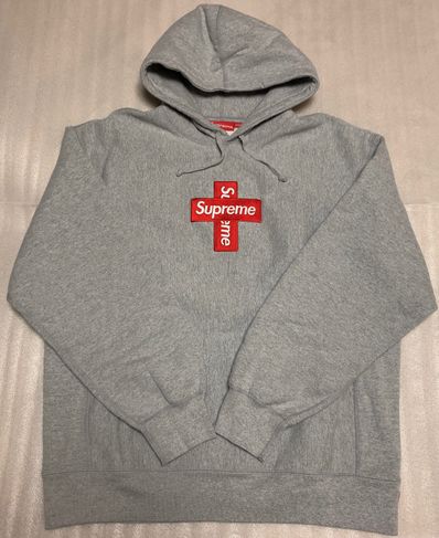 Supreme Cross Box Logo Hooded Sweatshirt "Grey"