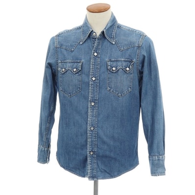 【中古】リーバイス Levi's コットン デニム ウエスタンシャツ ブルー【サイズM】【メンズ】