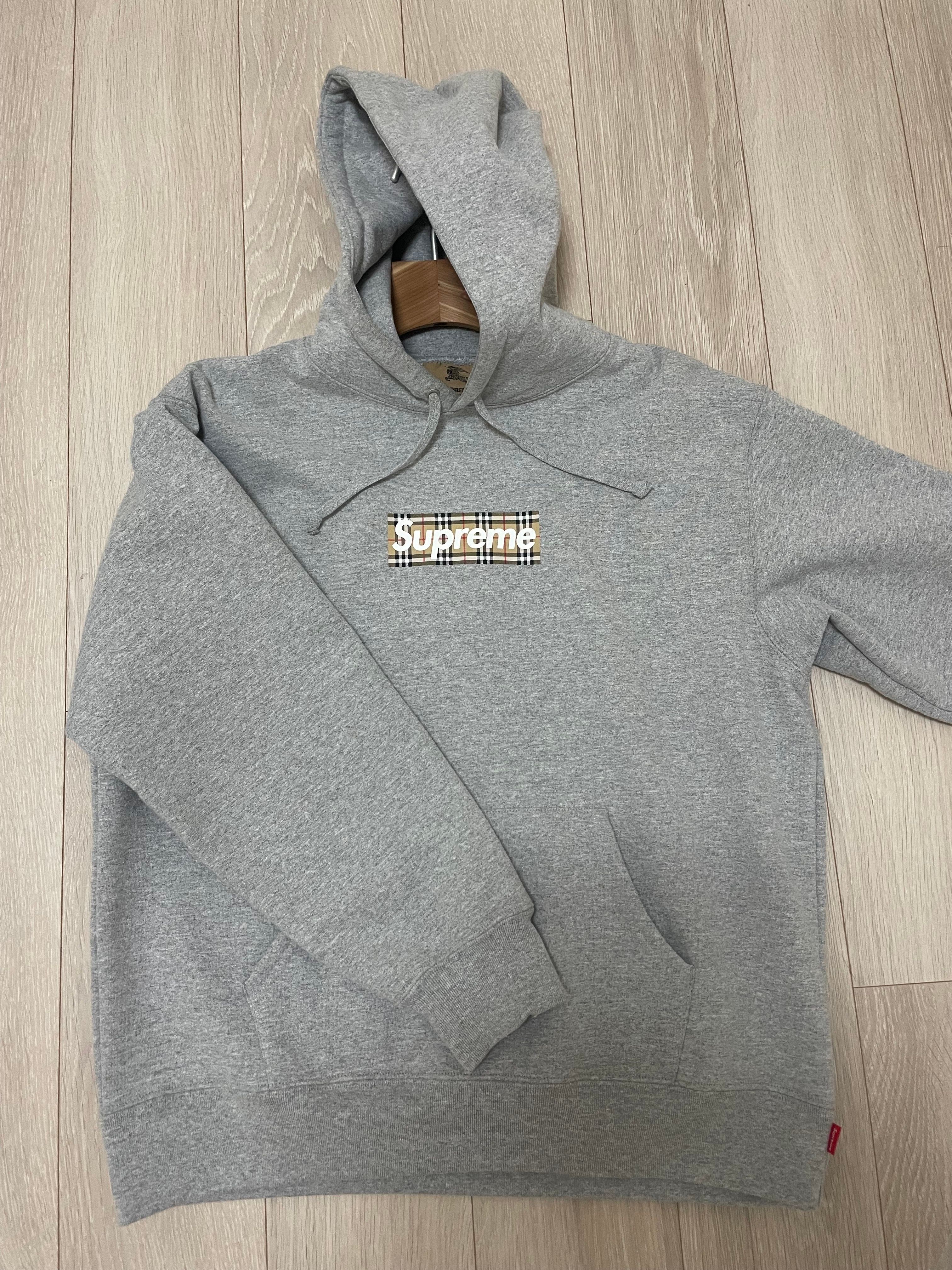 Supreme / Burberry Box Logo Hooded Sweatshirt "Heather Grey"