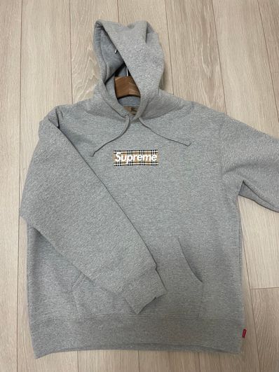 Supreme / Burberry Box Logo Hooded Sweatshirt "Heather Grey"