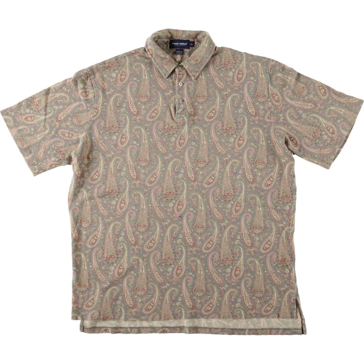古着 ラルフローレン Ralph Lauren POLO GOLF ポロゴルフ 総柄 ペイズリー柄 半袖 ポロシャツ メンズXL相当/eaa574963