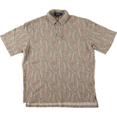 古着 ラルフローレン Ralph Lauren POLO GOLF ポロゴルフ 総柄 ペイズリー柄 半袖 ポロシャツ メンズXL相当/eaa574963