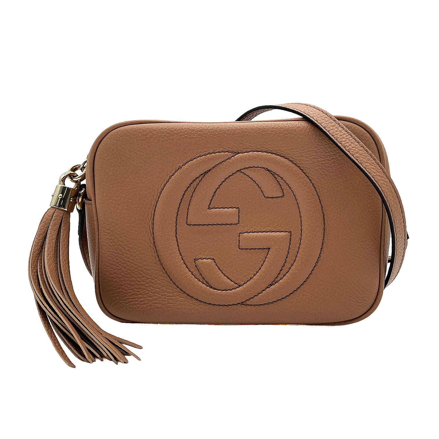 GUCCI グッチ ディスコ カメラ ショルダーバッグ
 クロスボディ SOHO ソーホー 308364 レザー ベージュ レディース
 【中古】