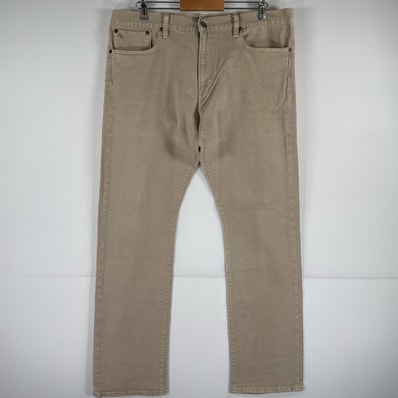 古着 ポロバイラルフローレン Polo by Ralph Lauren デニムパンツ ジーパン ストレート ジーンズ カラーパンツ レザーパッチ w38 L32 ベージュ メンズ