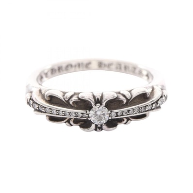 クロムハーツ CHROME HEARTS ベイビークラシック フローラルクロス パヴェダイヤ リング・指輪 ジュエリー シルバー925 ダイヤモンド メンズ シルバー系 【中古】