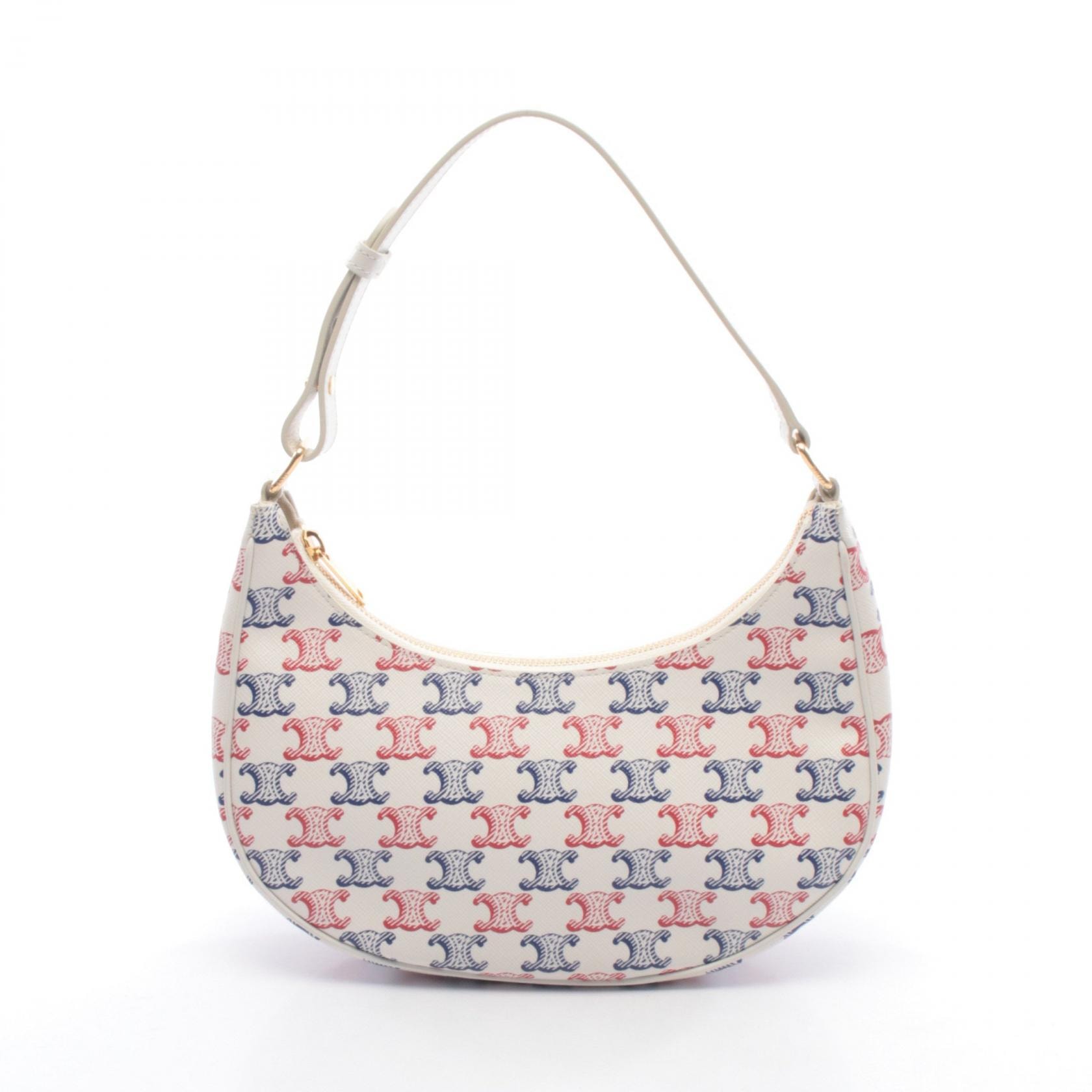 セリーヌ CELINE AVA アヴァ トリオンフ ショルダーバッグ バッグ PVCコーティングキャンバス レザー レディース ホワイト系 / レッド系 / ブルー系 193952EY2.07LR 【中古】