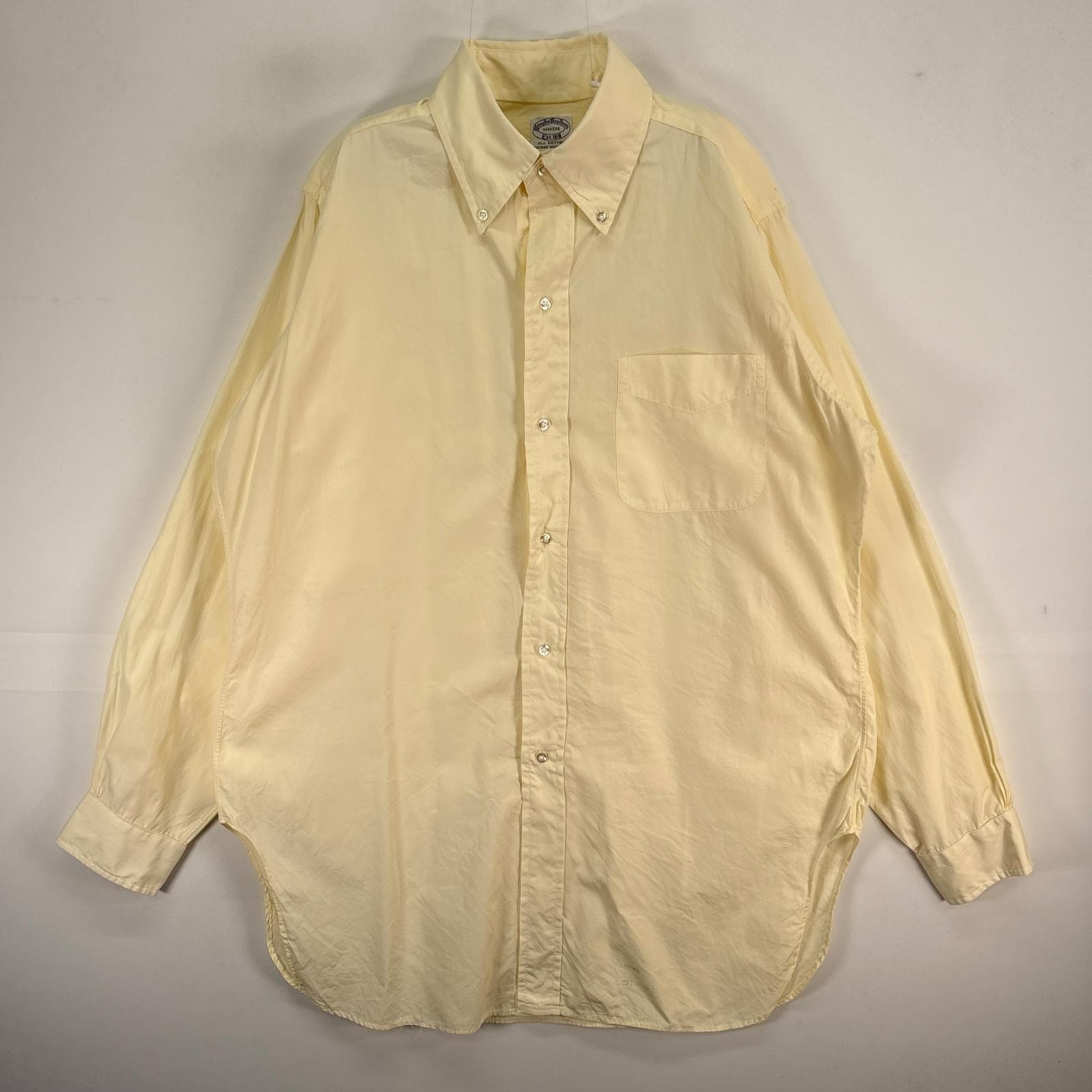 古着 60's~70's/60年代~70年代 ヴィンテージ ブルックスブラザーズ Brooks Brothers 長袖シャツ 6ボタン Makers ボタンダウン イエロー系 無地 メンズ