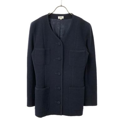 FOXEY BOUTIQUE フォクシー ブティック 日本製 ノーカラージャケット 38 ブラック