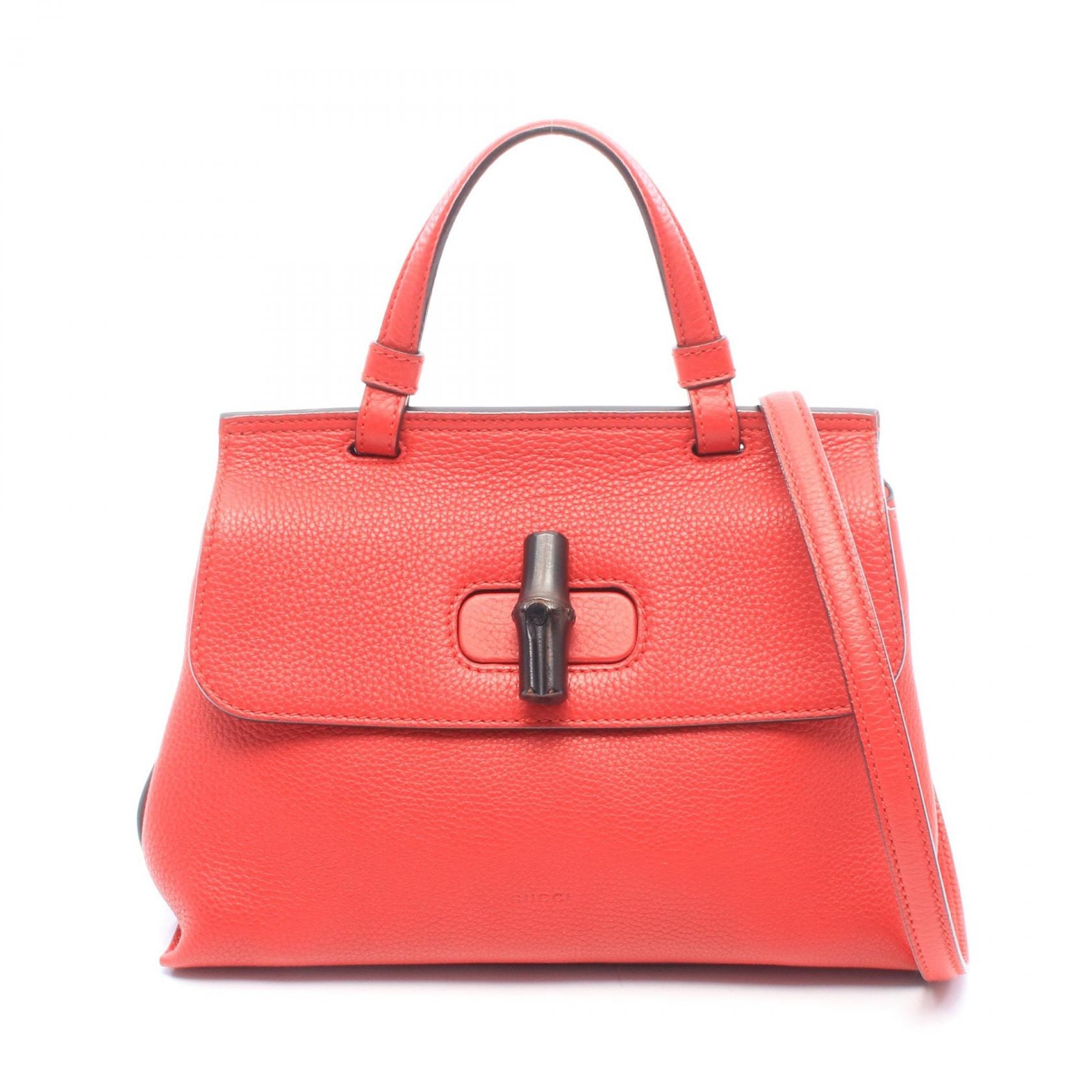 グッチ GUCCI バンブー デイリー 2WAY ハンドバッグ バッグ レザー レディース レッド系 370831 【中古】