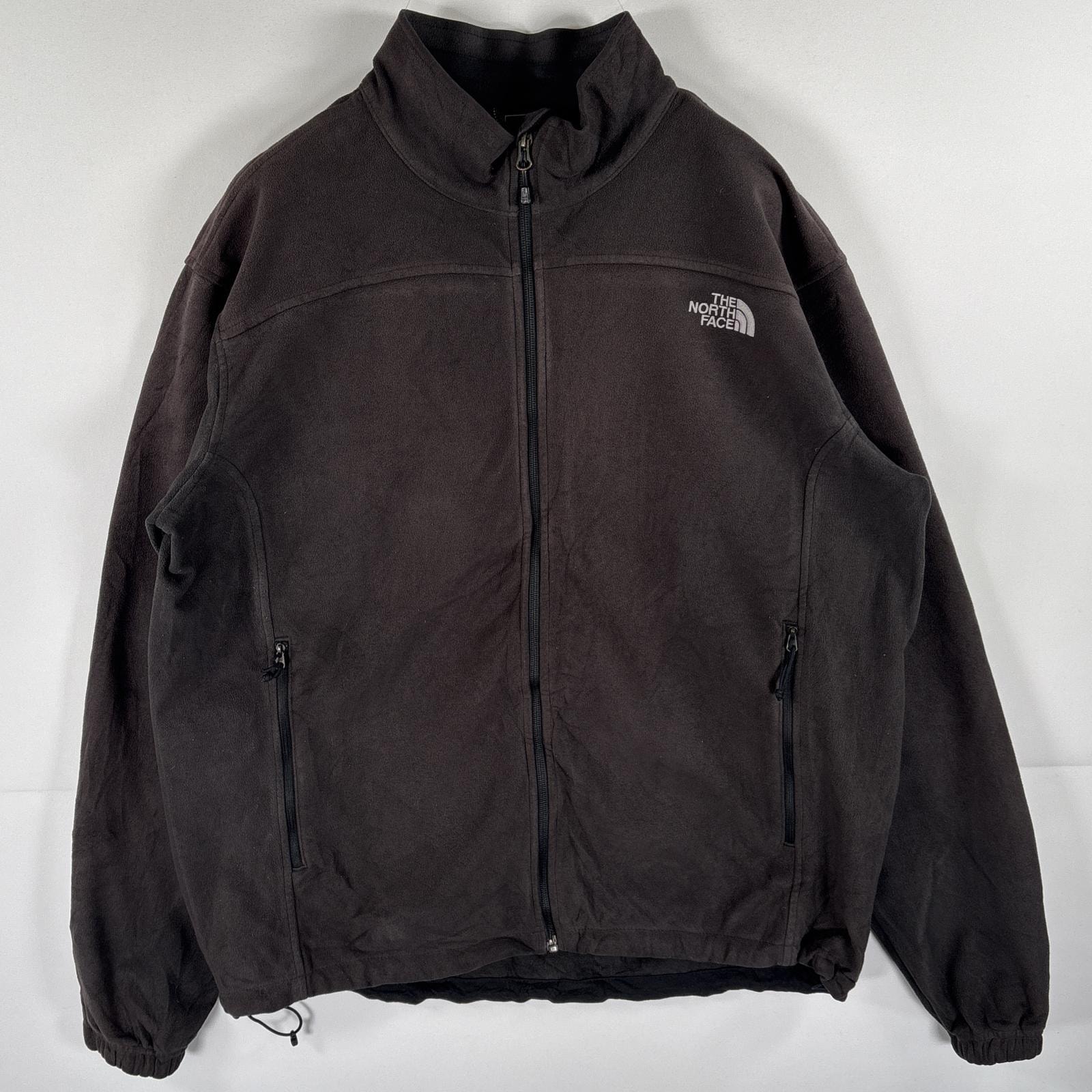 古着 ザ・ノースフェイス THE NORTH FACE フルジップフリースジャケット ワンポイントロゴ 大きいサイズ アウトドア XL  ブラック メンズ