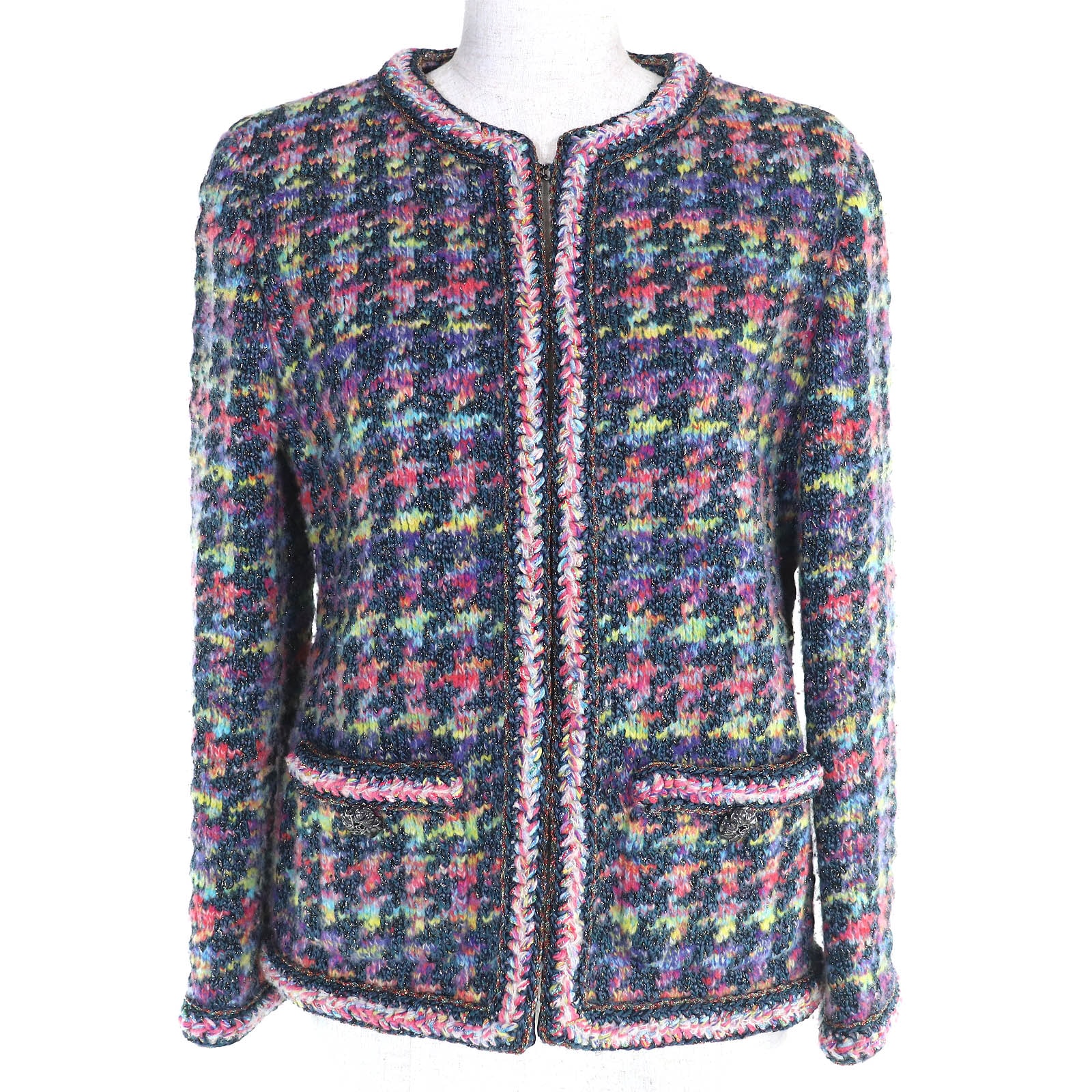 極美品 シャネル ノーカラージャケット ココマークボタン 36 P64526