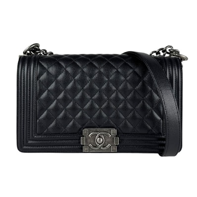 シャネル CHANEL ショルダーバッグ ボーイシャネル キャビアスキンレザー ブラック レディース【中古】 z11068