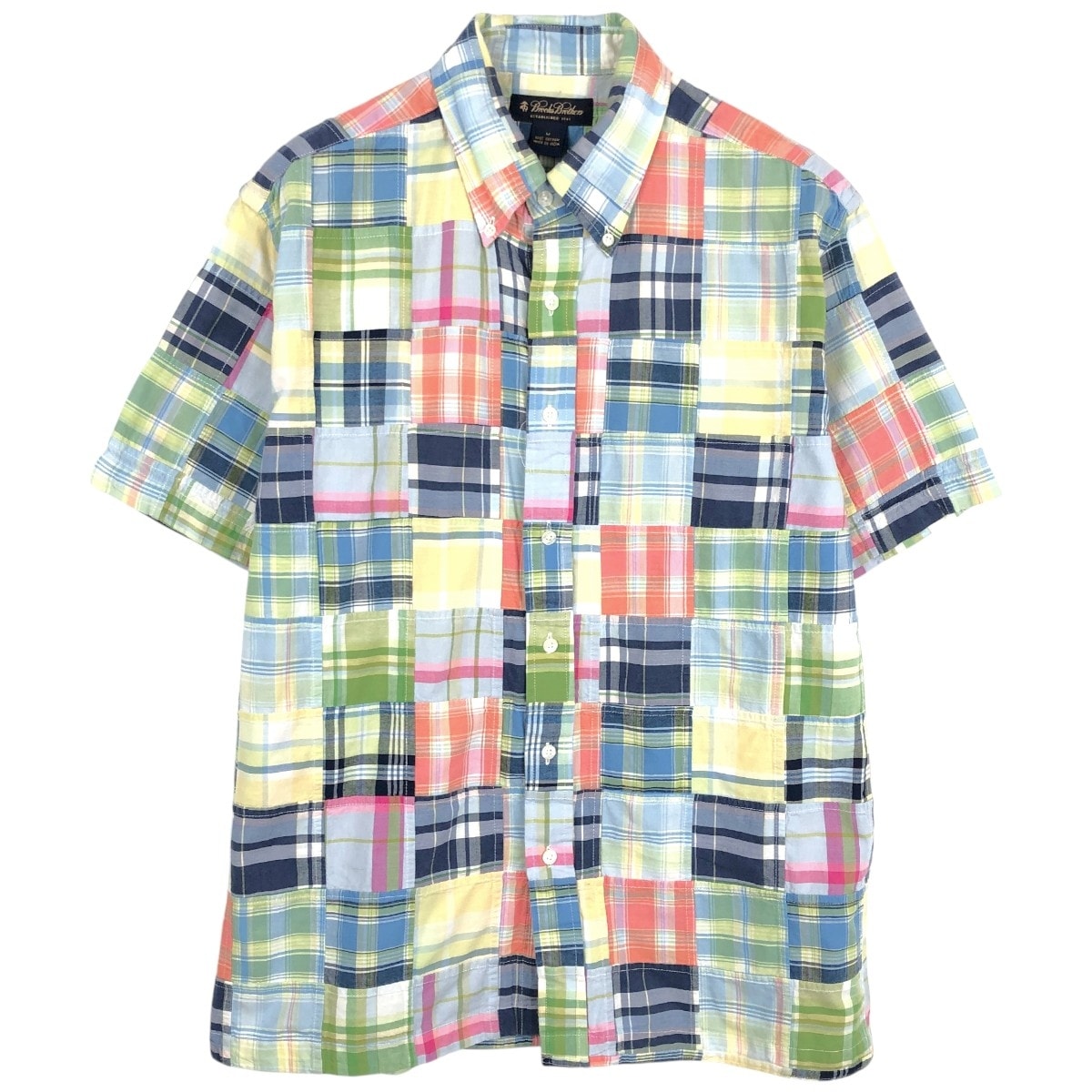 古着 ブルックスブラザーズ Brooks Brothers ESTABLISHED 1818 半袖 ボタンダウン チェックシャツ パッチワーク ボックスシャツ メンズM相当/eaa668797