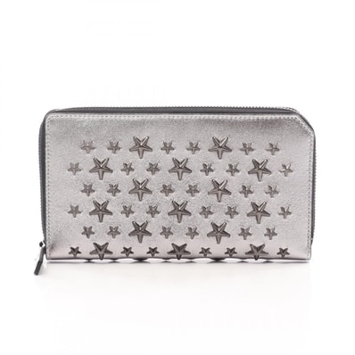 ジミーチュウ JIMMY CHOO CARNABY スタースタッズ ラウンド長財布 ラウンド長財布 財布 レザー レディース シルバー系 【中古】