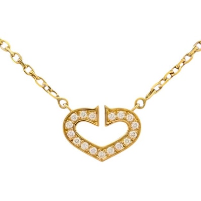 カルティエ Cハート ネックレス 18金 K18イエローゴールド ダイヤモンド レディース CARTIER 中古
